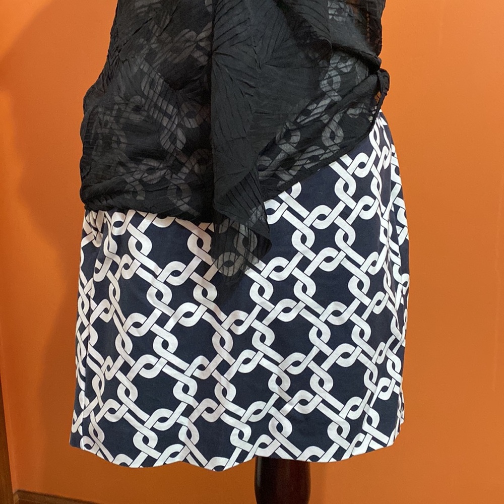 BANANA REPUBLIC Mini Pencil Skirt ~ Navy & Cream Geometric Pattern ~ NWOT!